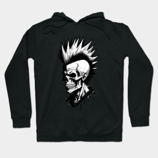 Black and white skull mohawk Hoodie